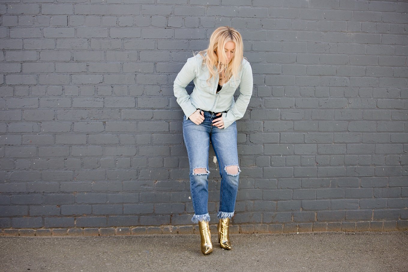 Double Denim & Gold Ankle Boots style-and-life-by-susana